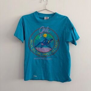 Vintage Oneita Power-T Silver Dollar City Lazy Girls Club Graphic T-Shirt Teal M